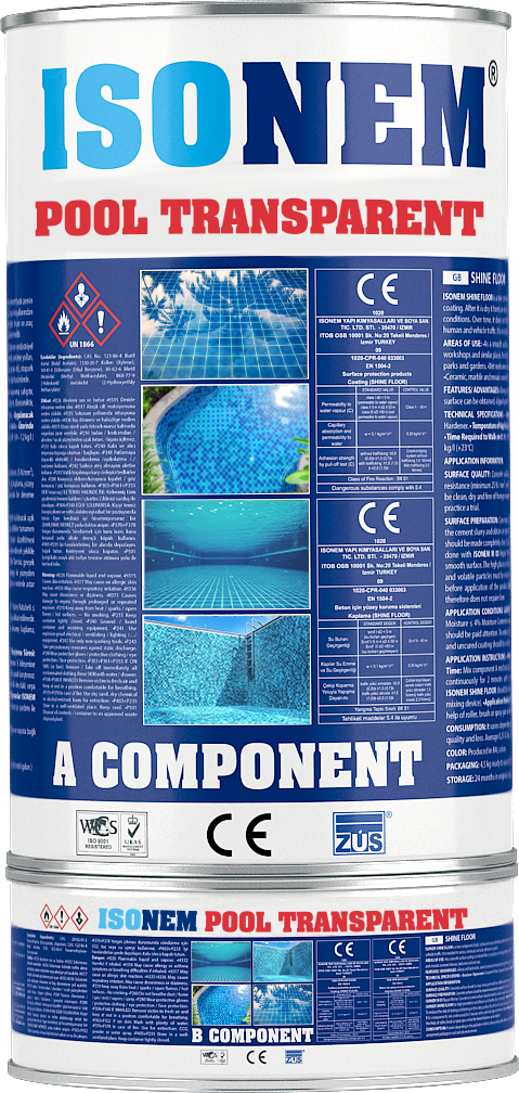 İSONEM POOL TRANSPARENT - Şeffaf Havuz Boyası           (4,5 kg set (A Komponent: 4 kg B komponent: 0,5 kg)