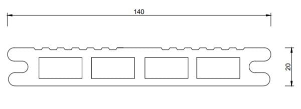 KomWOOD WPC Deck Zemin Kaplama - Pino Deck 20x140mm. 3mt (1 Adet fiyatıdır.)